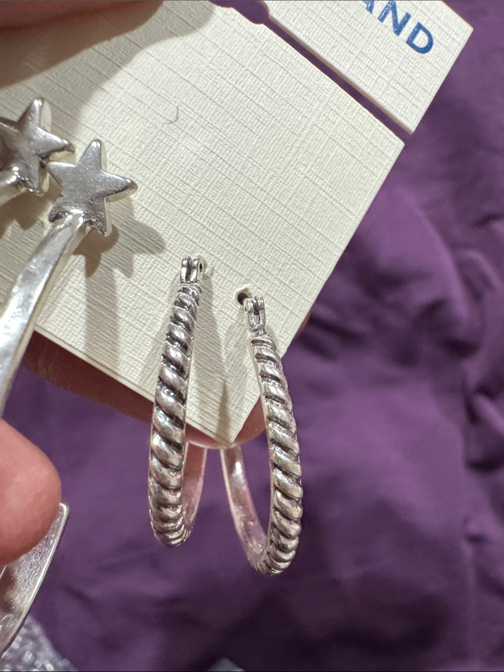 Lucky Brand Silver-Tone Mixed Hoop & Star Earring Set - Picture 4 of 5